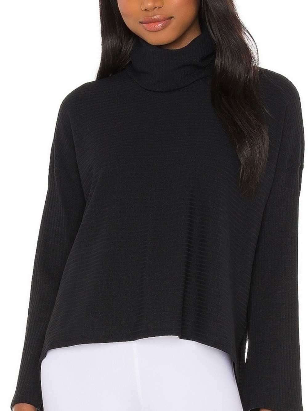FP Movement by Free People Can’t Handle This Black Ribbed Turtleneck Sweatshirt